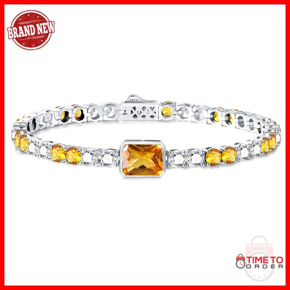Sterling Silver Tennis Bracelet 7 Inch 4CT Birthstone Hypoallergenic